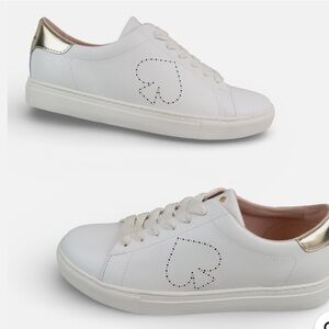 Kate Spade Angelise Leather Sneakers White Metallic Gold